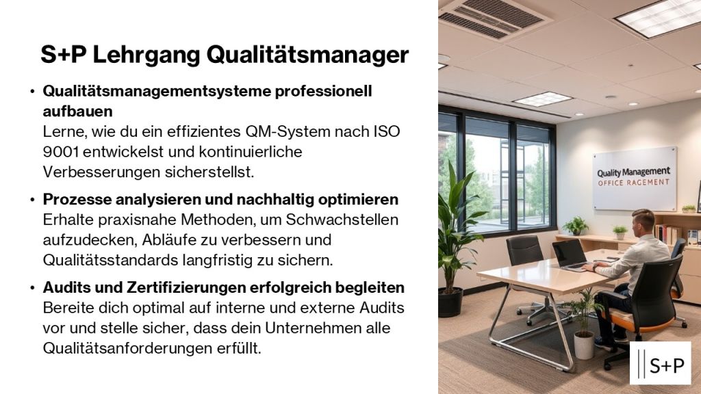 Lehrgang Qualitätsmanager – Prozesse optimieren & Qualität sichern S+P Lehrgang Qualitätsmanager