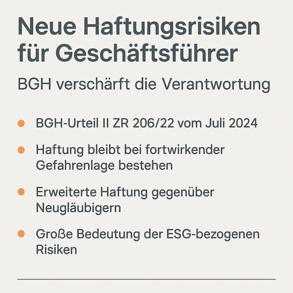 Neue Haftungsrisiken für Geschäftsführer – BGH verschärft die Verantwortung