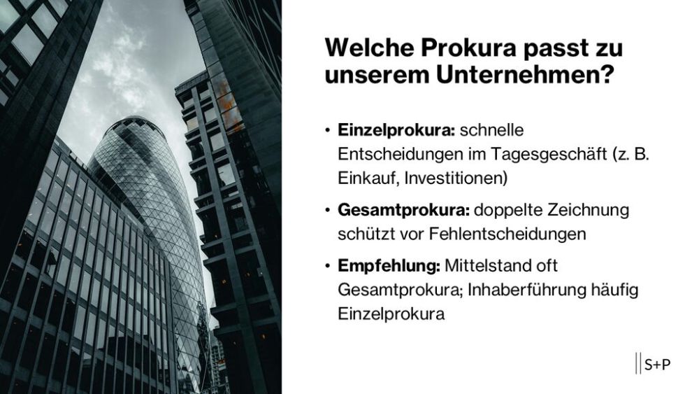 Einzelprokura vs. Gesamtprokura