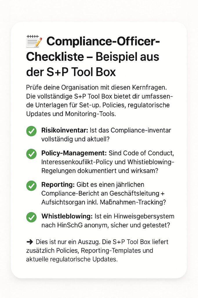 Compliance-Officer-Checkliste – Beispiel aus der S+P Tool Box