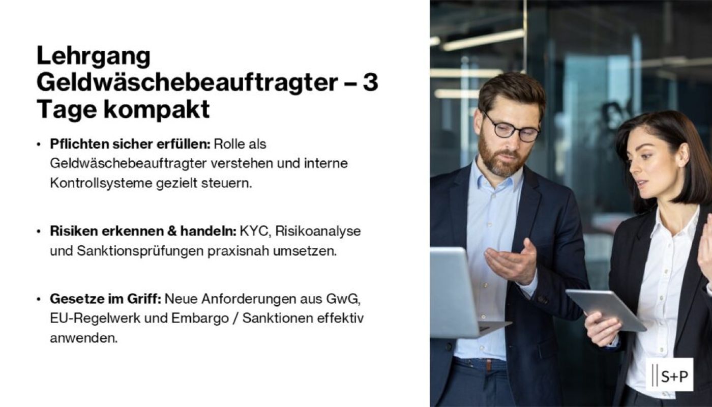 Lehrgang Geldwäschebeauftragter – 3 Tage kompakt