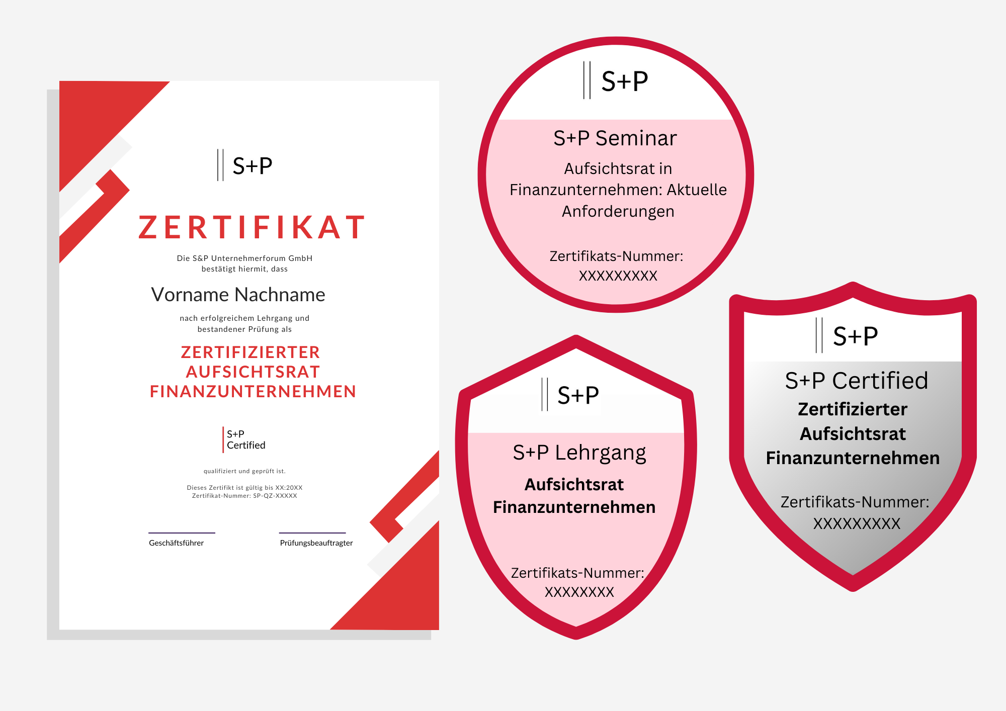 S+P Lehrgang Aufsichtsrat: Sachkunde für Finanzunternehmen (MaRisk & KWG) Digitales Badge und Zertifikate