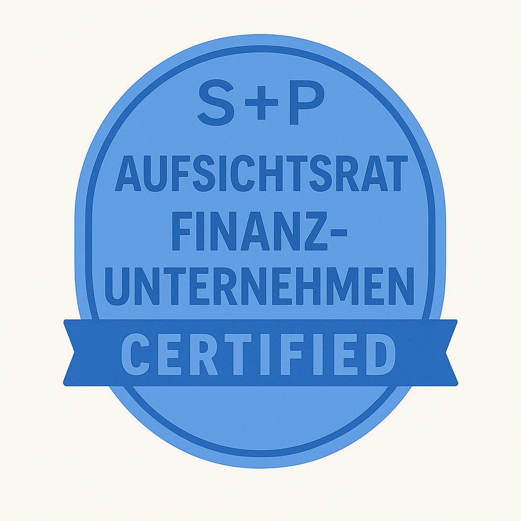 S+P Lehrgang Aufsichtsrat: Sachkunde für Finanzunternehmen (MaRisk & KWG) Aufsichtsrat Finanzunternehmen Badge