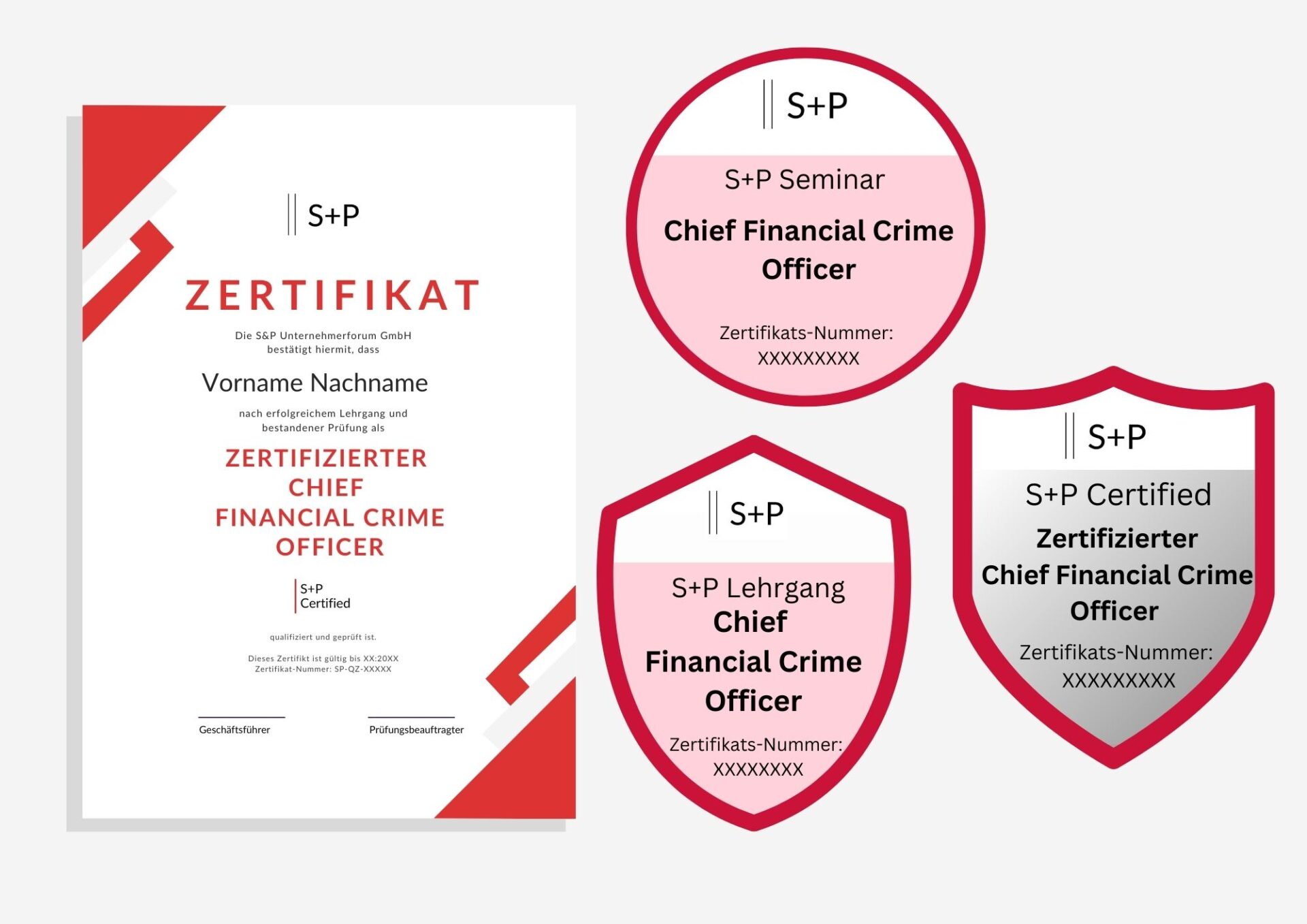 Zertifikat Lehrgang: S+P Certified Chief Financial Crime Officer Badges Chief Financial Crime Officer