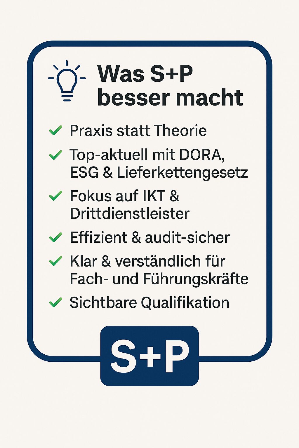 S+P Lehrgang: Experte für Auslagerungs-Management Lehrgang Auslagerungsbeauftragter Vorteile Chatgpt