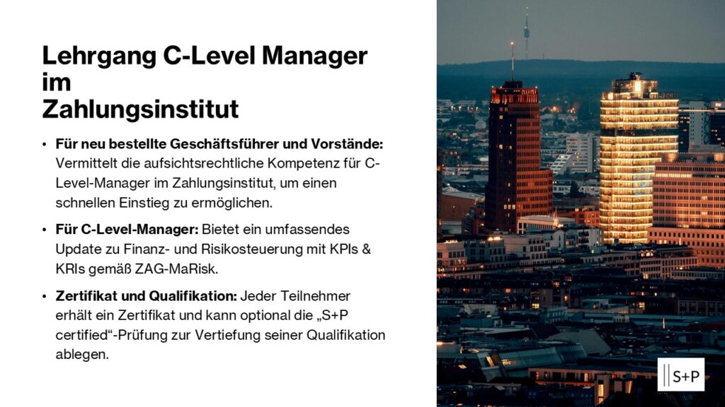 Lehrgang Geschäftsführer und C-Level Manager im Zahlungsinstitut Lehrgang C-Level Manager im Zahlungsinstitut
