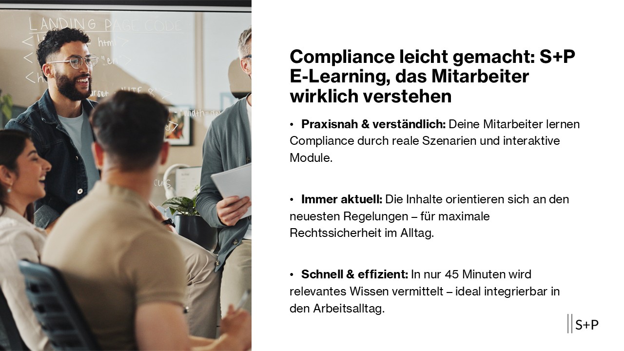 Compliance E-Learning: Pflichtschulungen für Mitarbeiter (MaRisk-konform) S+P E-Learning Compliance