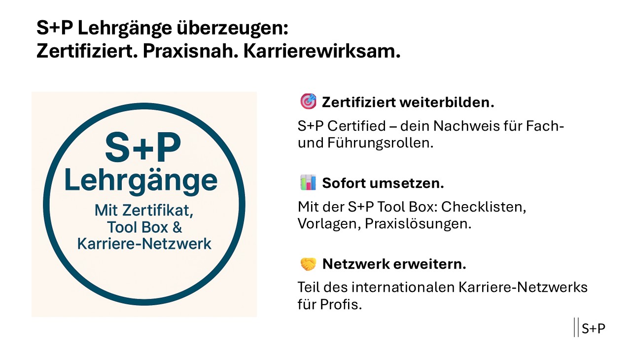 S+P Online-Lehrgang – 2–3 Tage bis zur zertifizierten Weiterbildung | S+P Certified S+P Lehrgänge überzeugen