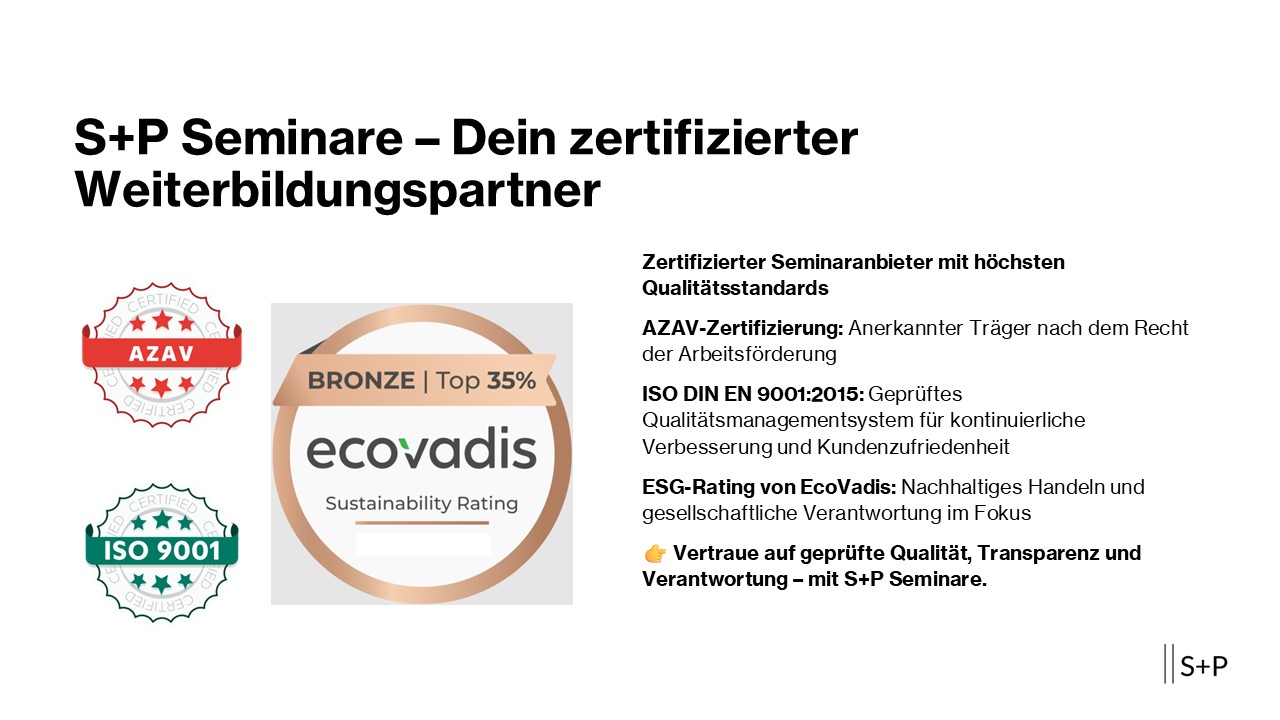 S+P Seminare: Erfolg durch zertifizierte Weiterbildung S+P Seminare – Dein zertifizierter Weiterbildungspartner