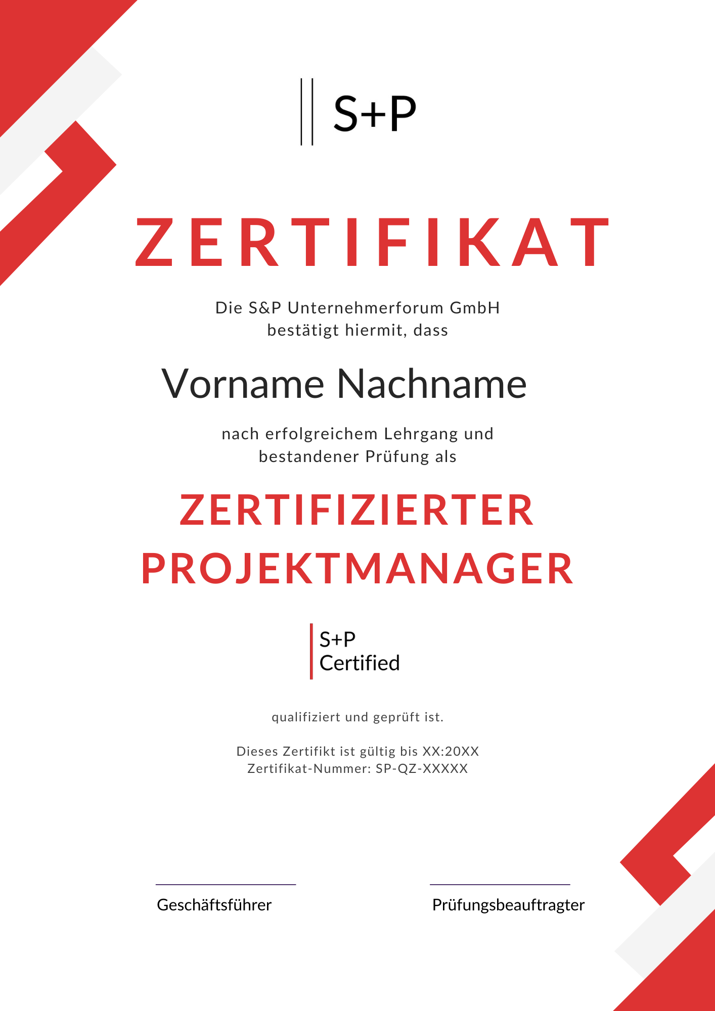 Lehrgang Projektmanager: Führung und Effizienz Lehrgang Projektmanager