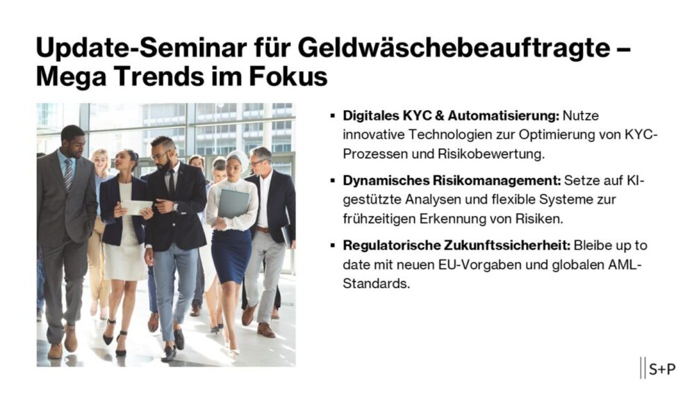 Neues Geldwäschegesetz und Zahlungsdienstleister S+P Seminare Seminare News Lehrgang mit Zertifizierung Contact Neues Geldwäschegesetz und Zahlungsdienstleister
