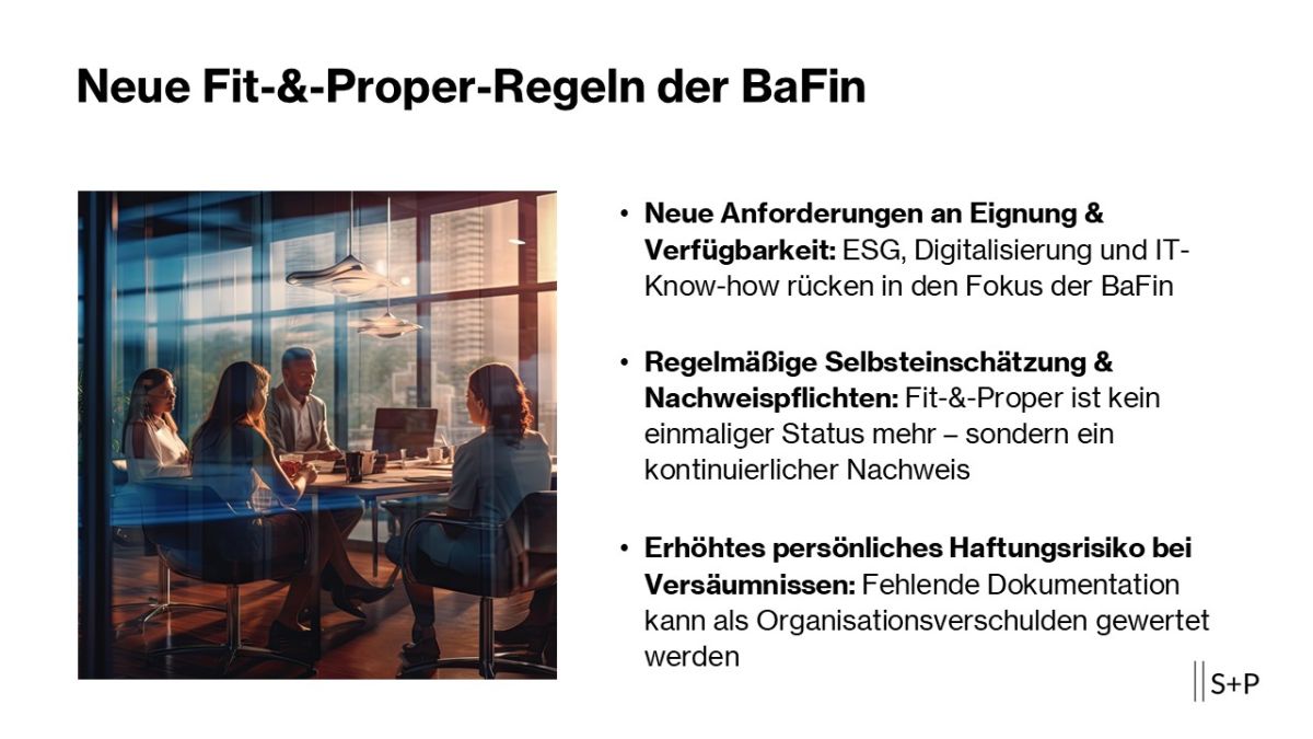 Fit & Proper Update – Aktuelle BaFin-Anforderungen sicher erfüllen | S+P Seminare Neue Fit-&-Proper-Regeln der BaFin